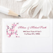 Étiquette Fleurs florales de cerisier rose blanc | MARIAGE (En situation)