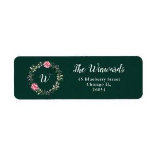 Étiquette Fleurs florales de couronne et de poinsététie rose