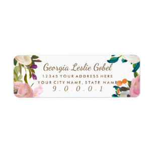 Étiquette Fleurs florales peintes Retourner l'adresse Étique