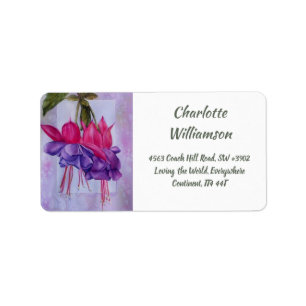 Étiquette Fleurs Fuchsia en aquarelle Adresse