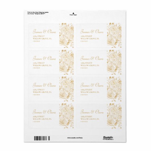 Étiquette Fleurs GILDED (Feuille entière)