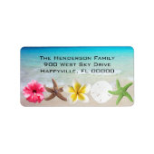 Étiquette Fleurs hawaïennes et coquillages Retourner l'adres (Devant)