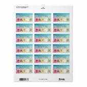 Étiquette Fleurs hawaïennes et coquillages Retourner l'adres (Feuille entière)