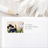 Étiquette Fleurs Iris Bleues et Blanches Adresse de retour (En situation)