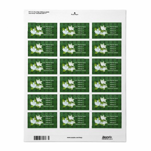 Étiquette Fleurs Jasmin personnalisables (Feuille entière)