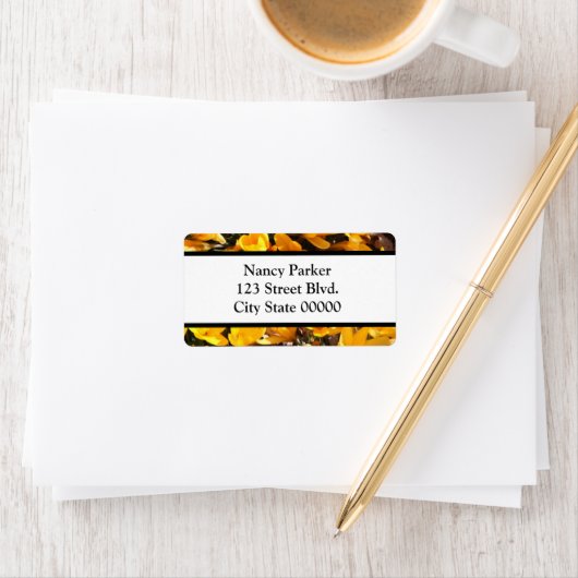 Étiquette Fleurs jaunes (En situation)