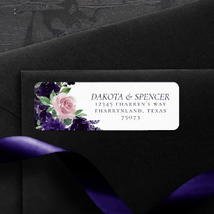 Étiquette Fleurs Luxuriantes Adresse du bouquet violet et