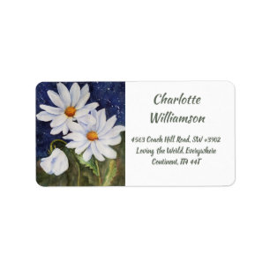 Étiquette Fleurs magnifiques de marguerite blanche dans