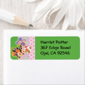 Étiquette Fleurs mignonnes en Fleurs Art Japonais (En situation)