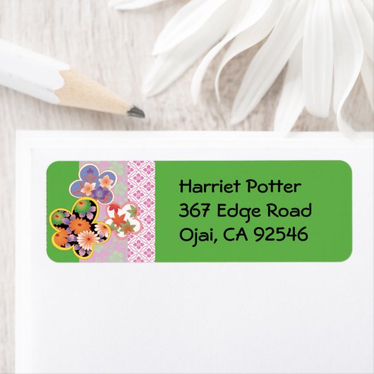 Étiquette Fleurs mignonnes en Fleurs Art Japonais (En situation)