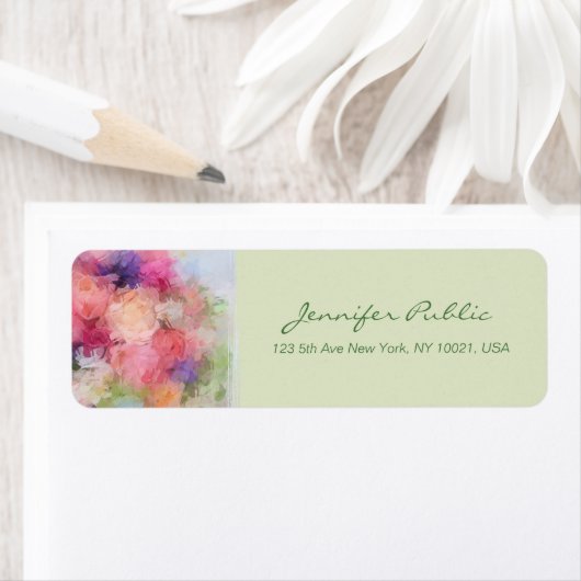 Étiquette Fleurs Modèle Script main Élégant retour moderne (En situation)