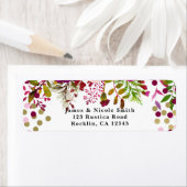 Étiquette Fleurs modernes or et burgundy, douche de mariée a (En situation)