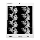Étiquette fleurs noires et blanches (Feuille entière)