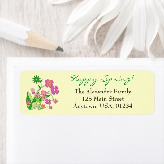 Étiquette Fleurs printanières joyeuses (En situation)