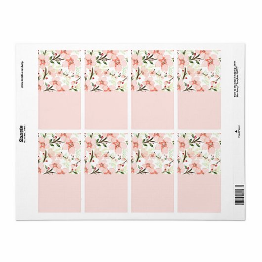 Étiquette Fleurs roses (Feuille entière)