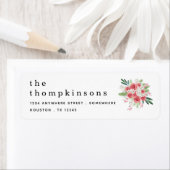 Étiquette Fleurs roses Berries Nom Retour Adresse Noël (En situation)