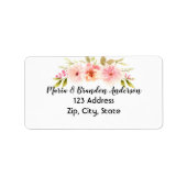 Étiquette Fleurs roses blanc adresse de retour (Devant)