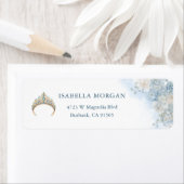 Étiquette Fleurs Roses bleu Dusty Tiara Quinceanera (En situation)