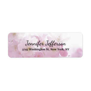 Étiquette Fleurs roses élégantes Écriture moderne Plain