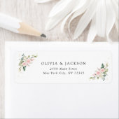 Étiquette Fleurs roses, Fleurs blanches, Verdure, Mariage (En situation)