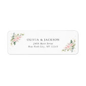 Étiquette Fleurs roses, Fleurs blanches, Verdure, Mariage (Devant)