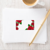 Étiquette Fleurs roses Peinture Bordure Roses Rouges Pétales (En situation)