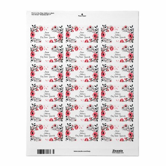 Étiquette Fleurs roses vives