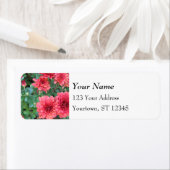 Étiquette Fleurs rouges de chrysanthème (En situation)