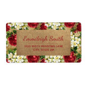 Étiquette Fleurs rouges rouges Vintages rustiques Noël Kraft (Devant)