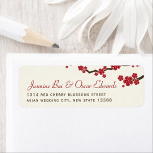 Étiquette Fleurs rouges Sakura Fleurs cerises fleurs Mariage