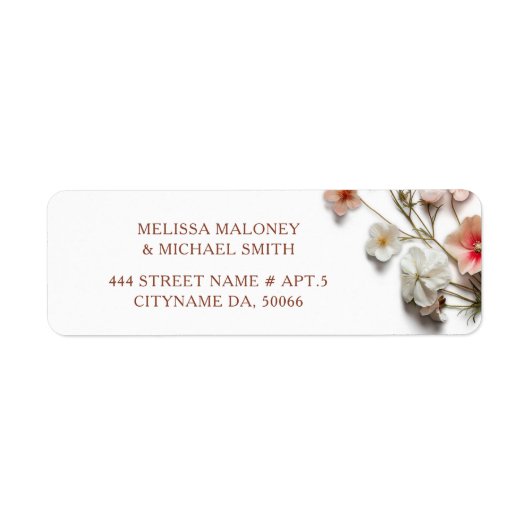 Étiquette Fleurs sauvages 3D |  Mariage (Devant)