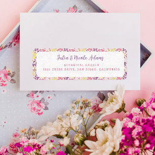 Étiquette Fleurs sauvages à nœud rose violet Baby Shower