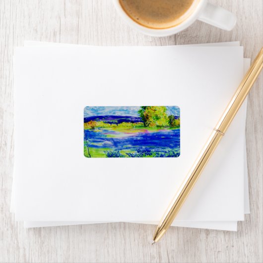 Étiquette Fleurs sauvages Bluebonnet (En situation)