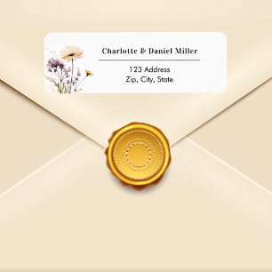 Étiquette Fleurs sauvages ivoire violet adresse de retour