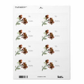 Étiquette Fleurs sauvages rustiques | Burning Orange Bohemia (Feuille entière)
