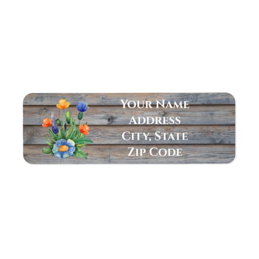 Étiquette Fleurs sauvages Sur Des Planiers En Bois (Devant)