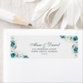 Étiquette Fleurs sauvages turquoises et non blancs Adresse d (En situation)