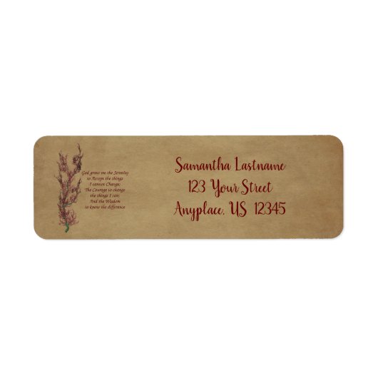 Étiquette Fleurs Sérénité Prière Inspiration Adresse (Devant)