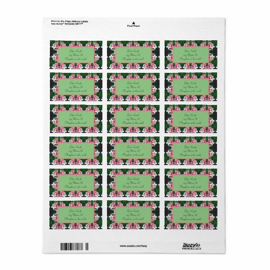 Étiquette Fleurs tropicales (Feuille entière)