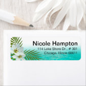 Étiquette Fleurs tropicales de la plage d'Aloha (En situation)