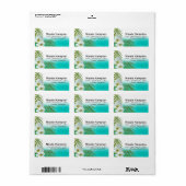 Étiquette Fleurs tropicales de la plage d'Aloha (Feuille entière)