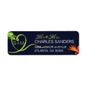 Étiquette Fleurs tropicales et Coeur typographique (Devant)