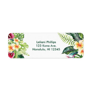 Étiquette Fleurs Tropicales Feuilles Fête de Mariage Florale