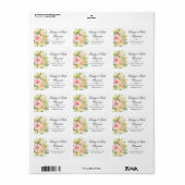 Étiquette Fleurs tropicales roses aquarelle adresse (Feuille entière)
