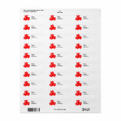 Étiquette Fleurs tropicales rouges (Feuille entière)