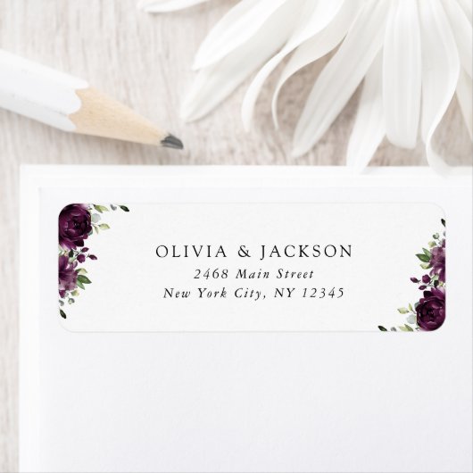 Étiquette Fleurs violettes, Fleurs de prunes, Boho, Mariage (En situation)