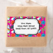 Étiquette Flip Flops Plage Lunettes de soleil Beach Ball ros (En situation)