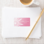 Étiquette Flocon de neige blanc sur le mariage d'hiver rose (En situation)