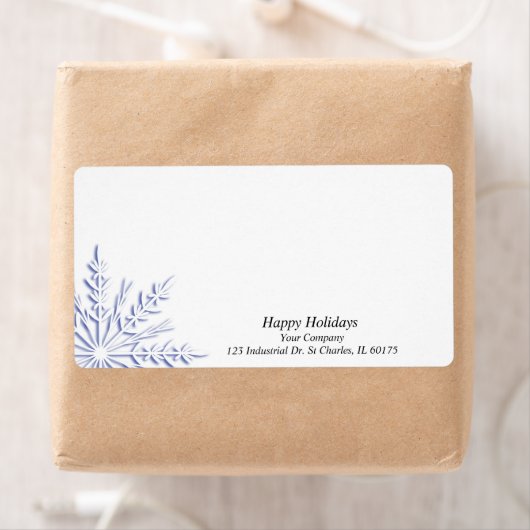 Étiquette Flocon de neige bleu commercial en blanc (En situation)