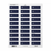 Étiquette Flocon de neige Bleu Marine Faux Argent Vacances d (Feuille entière)